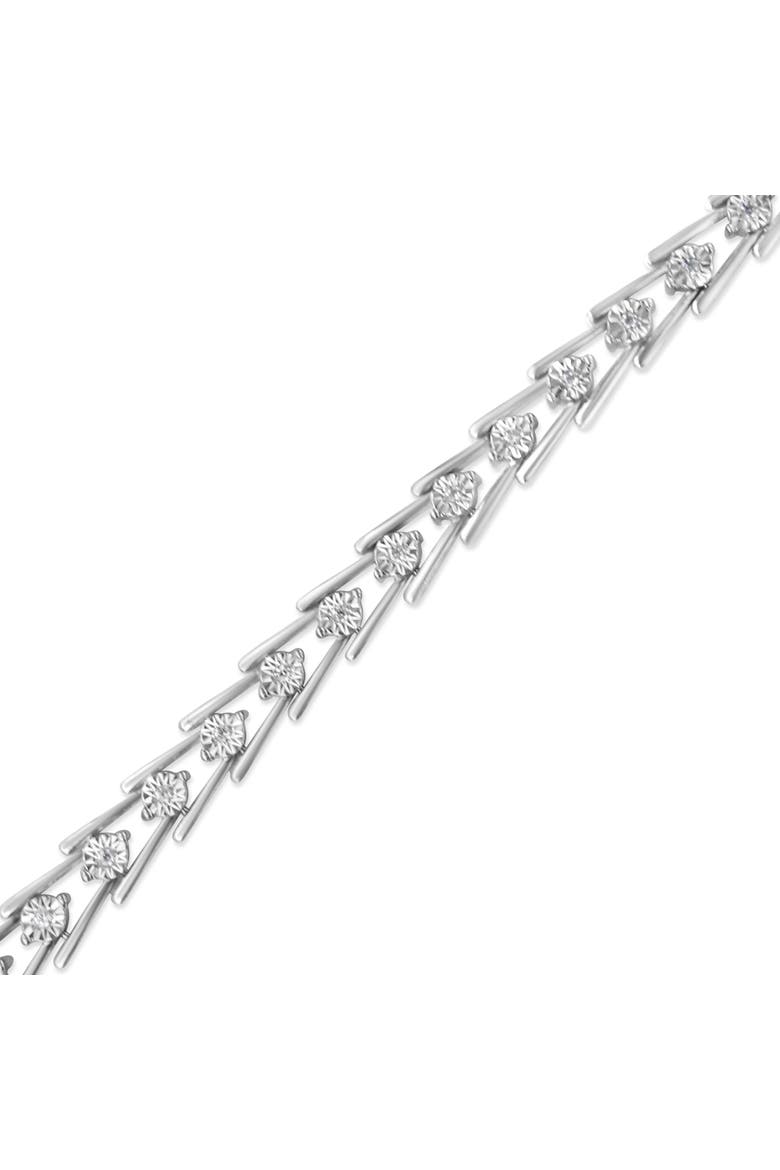 .925 Sterling Silver 1/2 Cttw Diamond Miracle-Set Double Swoosh Milgrain Style Tennis Bracelet, Alternate, color, Silver