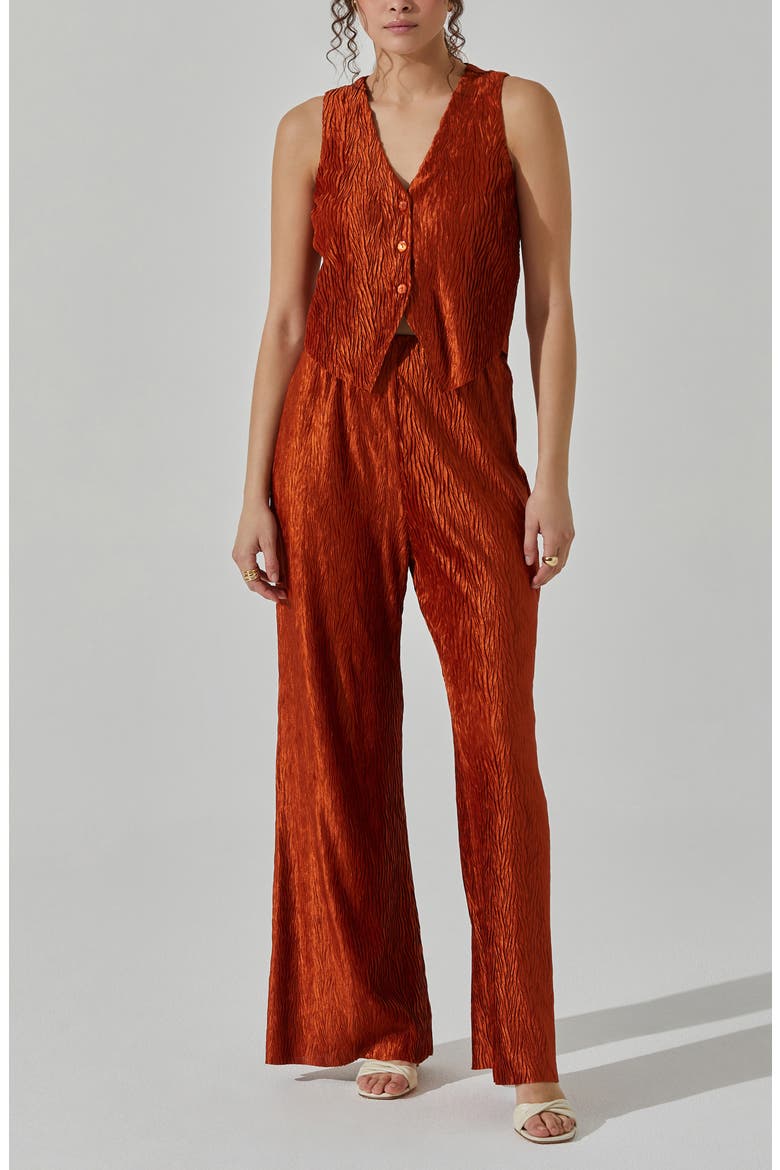 Plissé Wide Leg Pants, Alternate, color, RUST