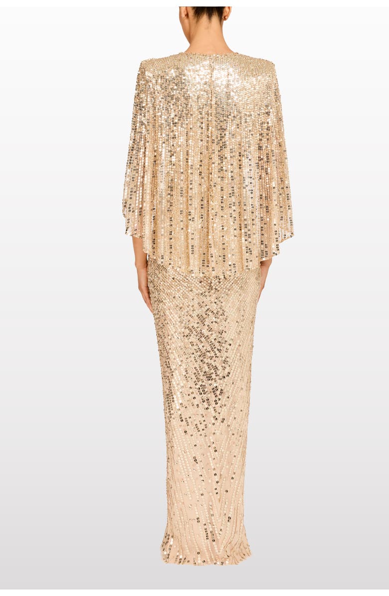 Jenny Packham Carrie Sequin Embellished Dress, Alternate, color, Illusion - Gold