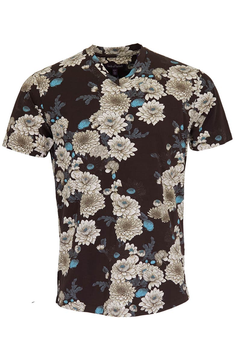 Lords of Harlech Maze V-neck Tee, Main, color, Serious Floral Black