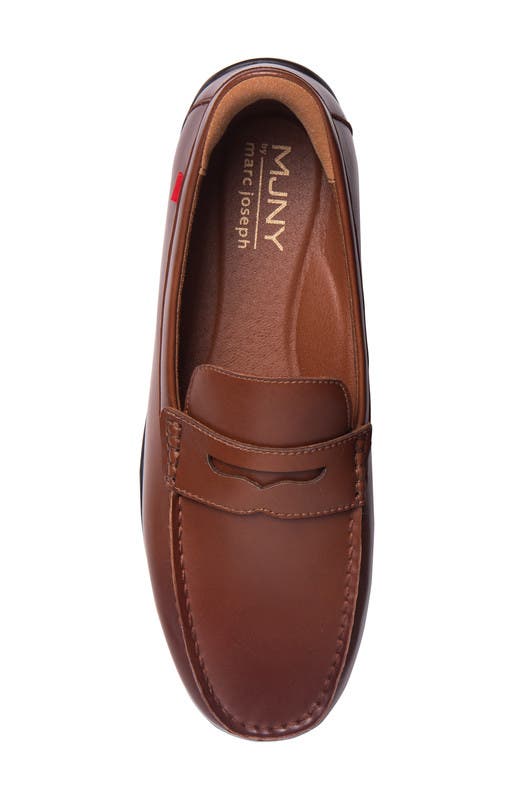 Marc Joseph New York John Street Hands Free Technology Leather Penny Loafer, Alternate, color, Cognac Napa Leather