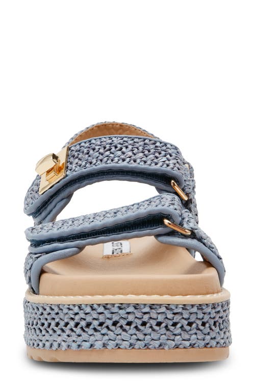 Steve Madden Bigmona Raffia Platform Sandal In Blue Raffia