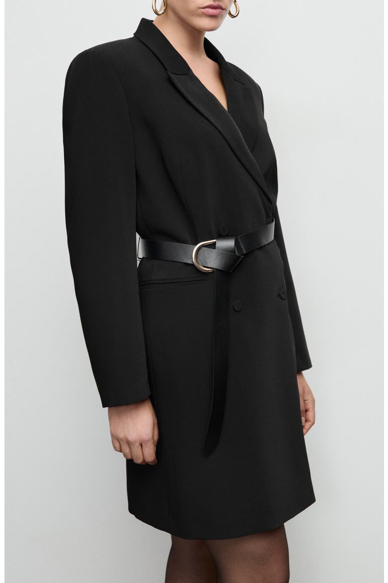 Double Breasted Long Blazer, Alternate, color, BLACK