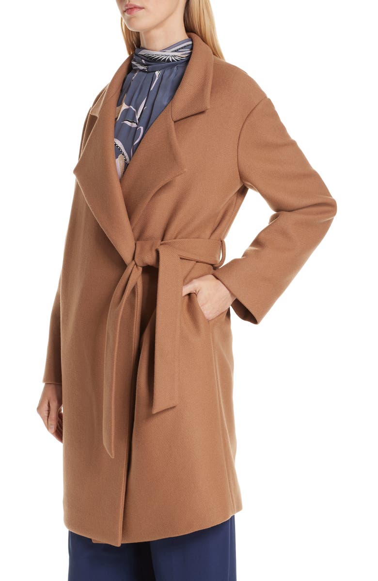 DVF Belted Wool Blend Wrap Coat, Alternate, color,