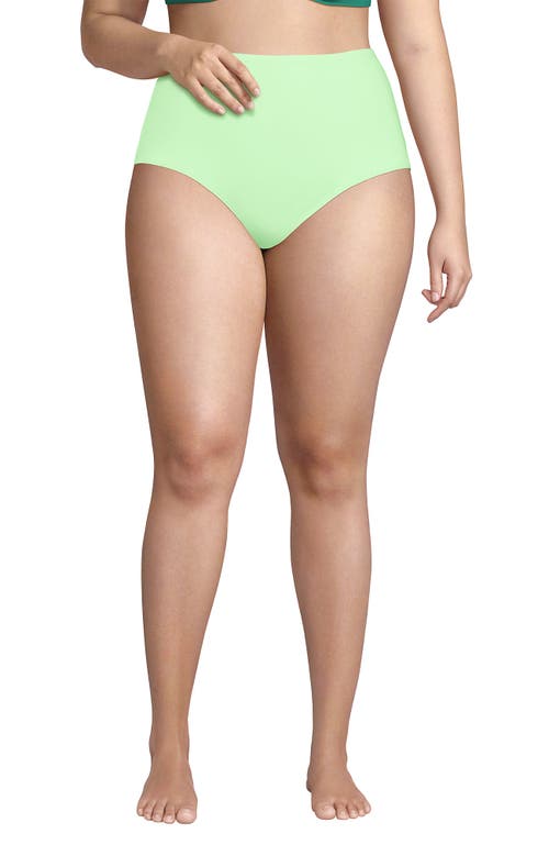 Lands' End Plus Size Sculpting Suit High Waisted Bikini Bottoms In Icy Mint Green
