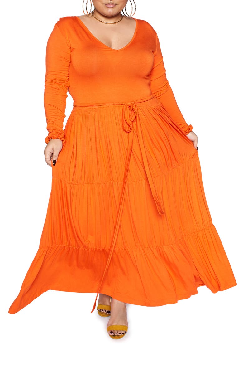 Blissful Long Sleeve Maxi Dress (Nordstrom Exclusive), Main, color, ORANGE