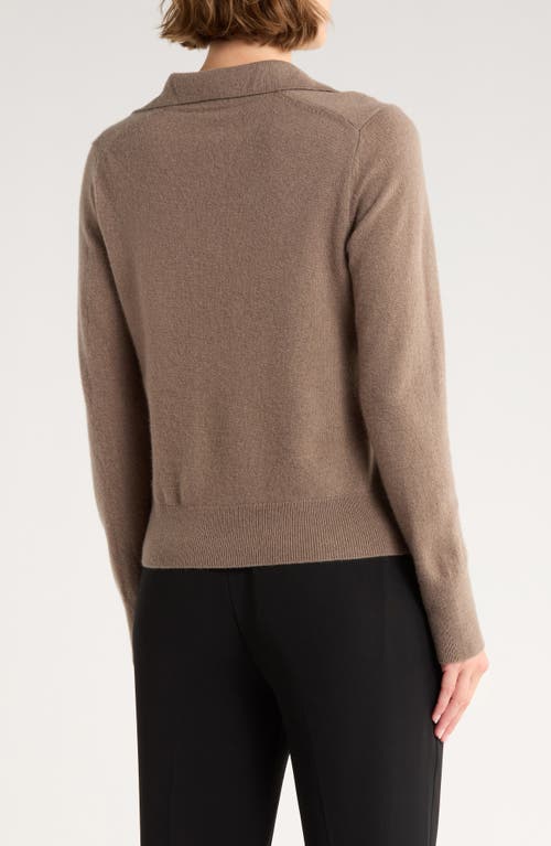 Vince Long Sleeve Wool Blend Polo In Brown