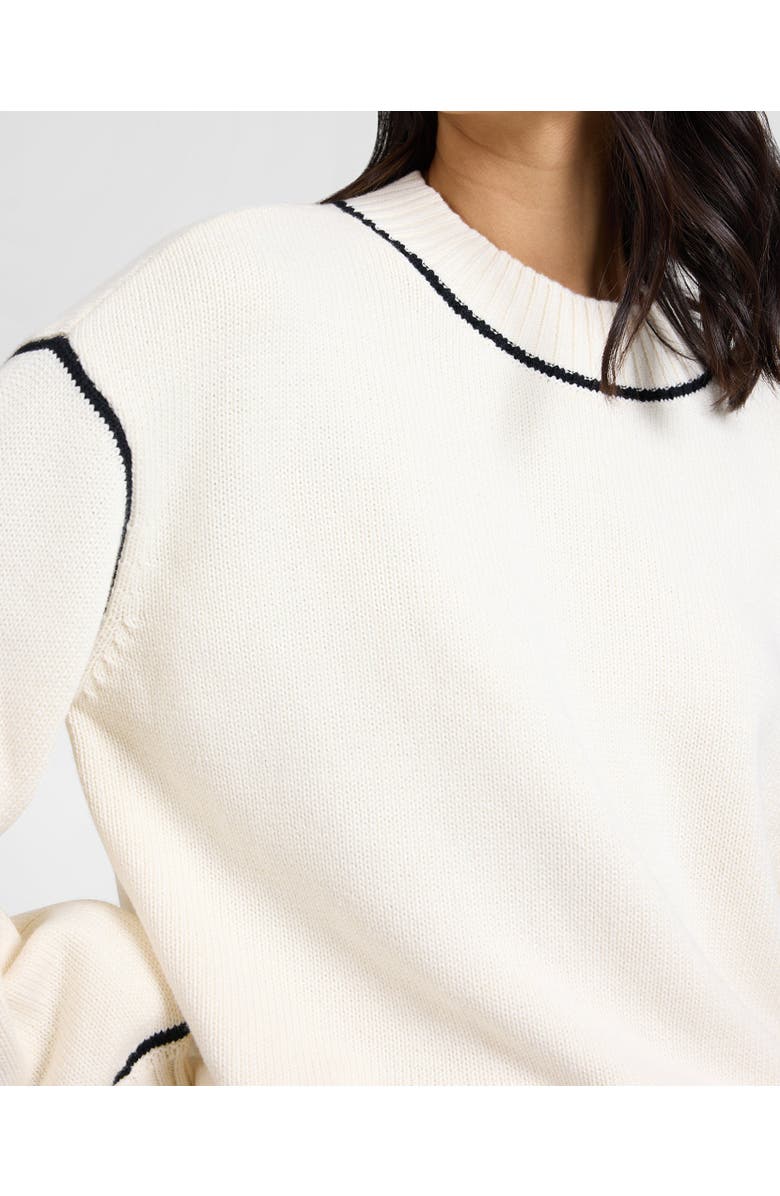 Onia Cotton Oversized Mock Neck Sweater, Alternate, color, Off White/Black