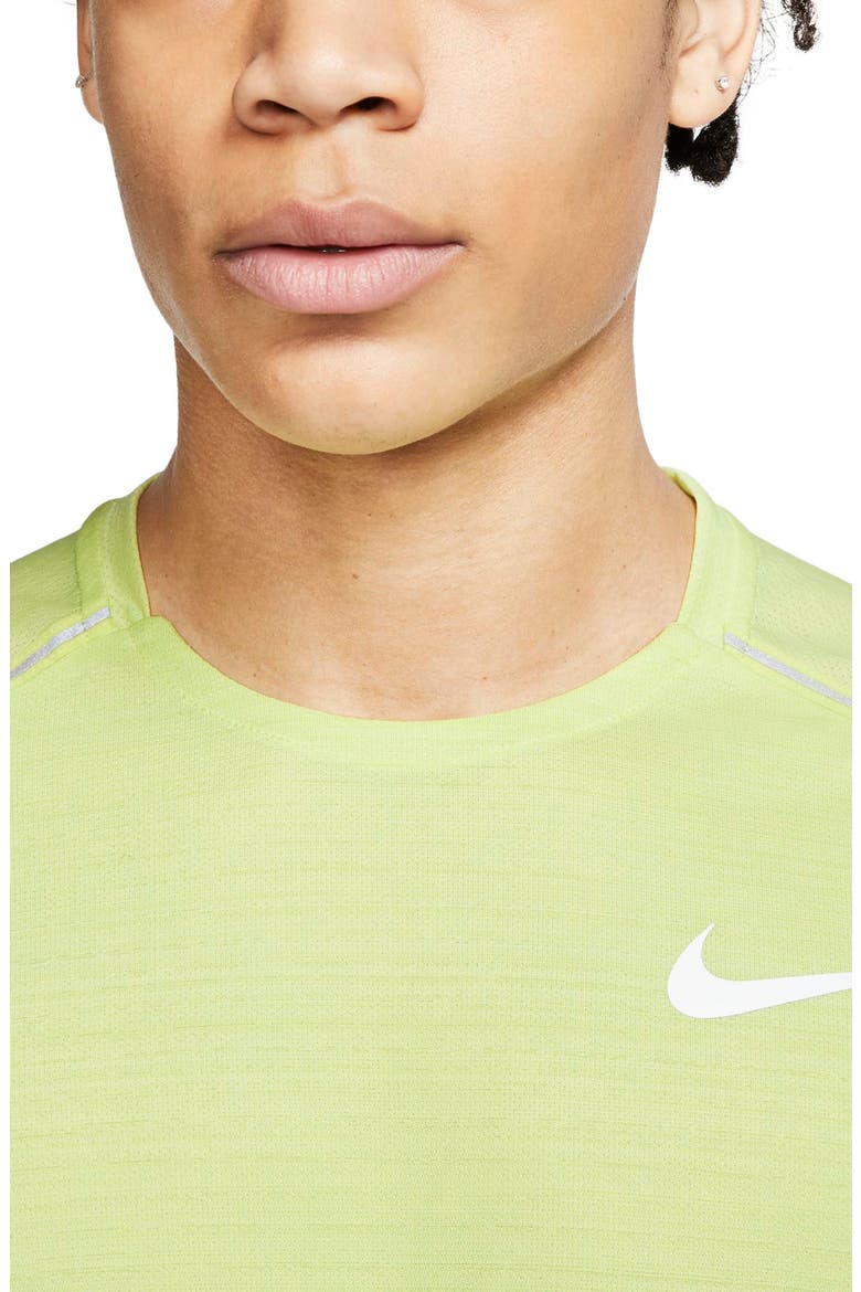 Miler Dri-FIT Running T-Shirt, Alternate, color, LIMELIGHT/ HEATHER/ SILVER