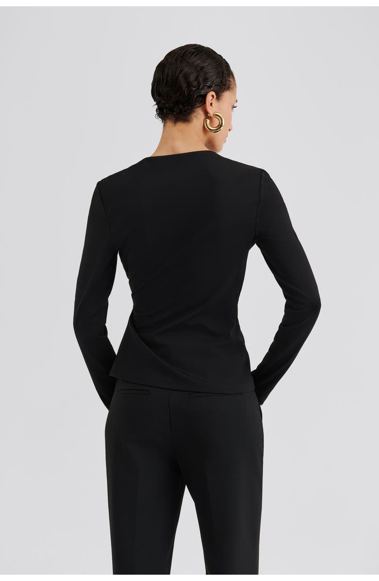 Malina Mailey  Jersey Brooch Long Sleeve Top, Alternate, color, Black
