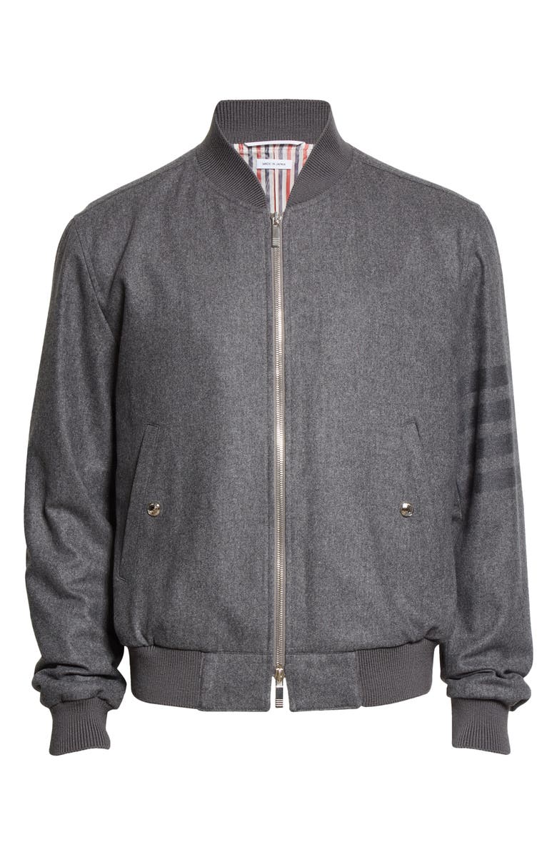 Thom Browne 4-Bar Wool & Cashmere Bomber Jacket, Alternate, color,