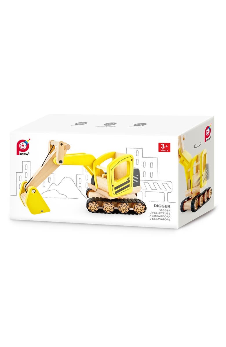 Pintoy Wood Toy Digger, Alternate, color, Yellow