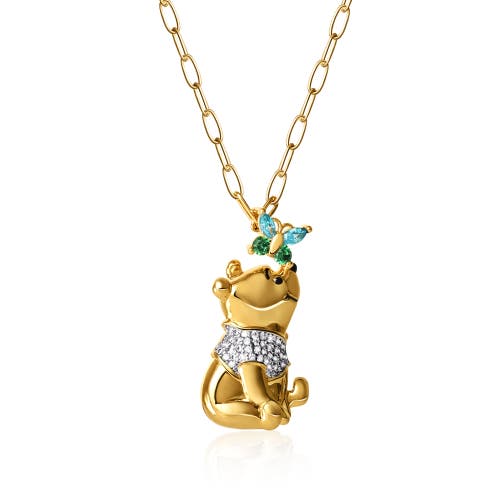 Disney Winnie The Pooh Gold-plated Butterfly Chain, 18'' In Gold
