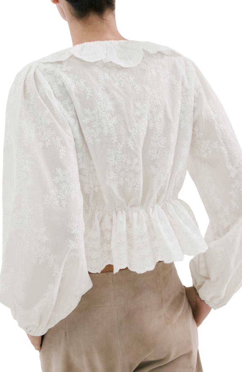 MANGO Ruffle Stitch Top, Alternate, color, Off White