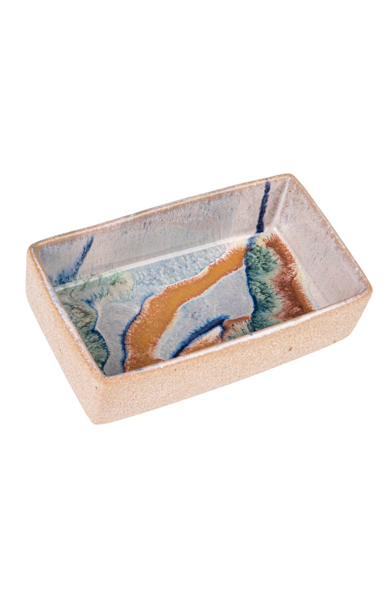 Storied Home Square Abstract Artistry Stoneware Bowl, Main, color, Blue