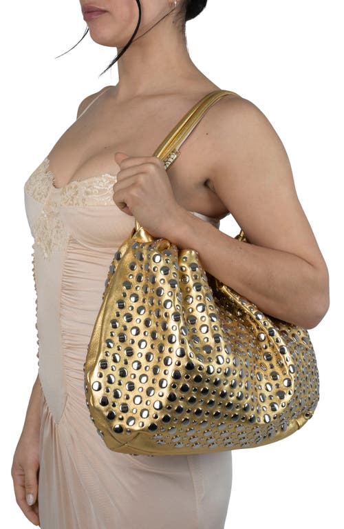 Jeffrey Campbell Brat Leather Shoulder Bag In Gold Silver