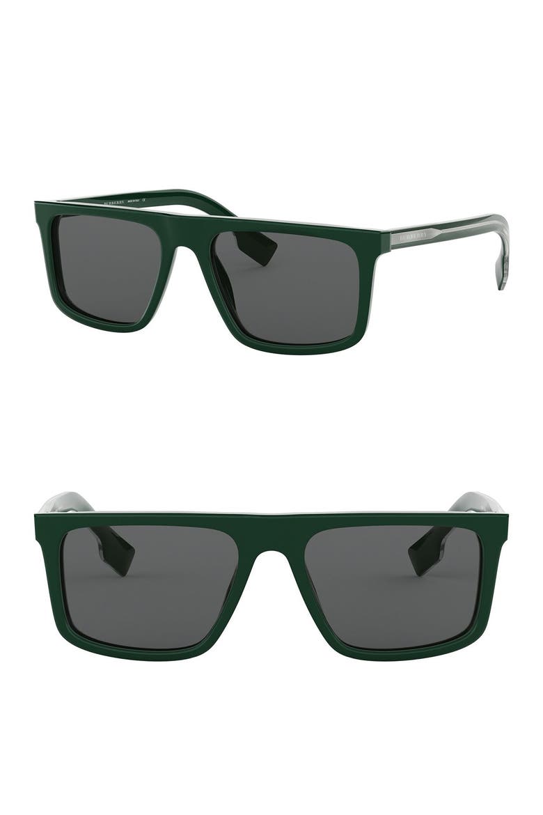 55mm Rectangle Sunglasses, Alternate, color, GREEN