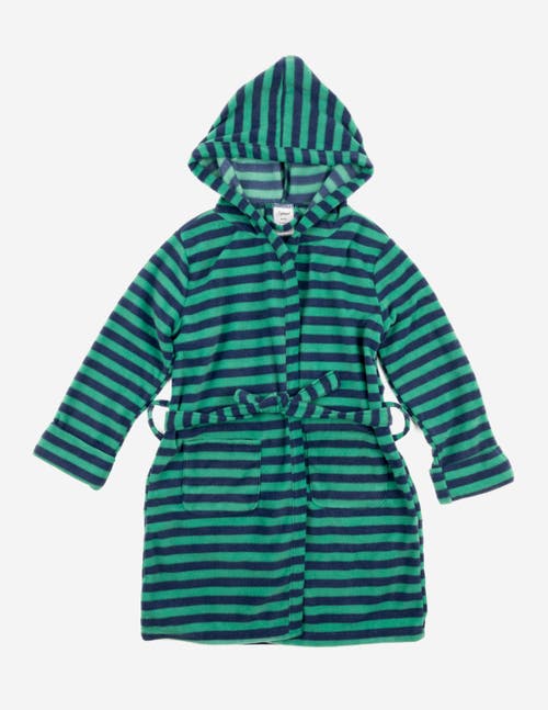 Leveret Kids Printed Fleece Hooded Robe In Green