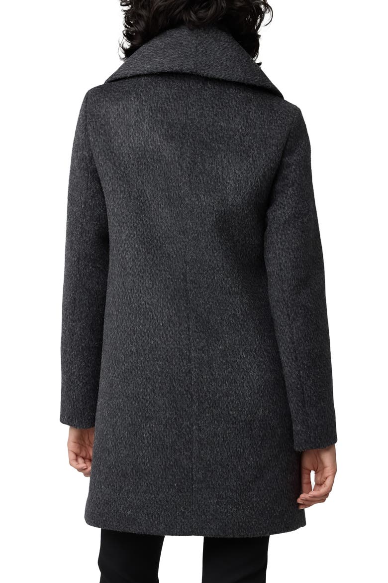 Lolli Classic Fit Wool Blend Coat with Removable Leather Bib, Alternate, color, BLACK