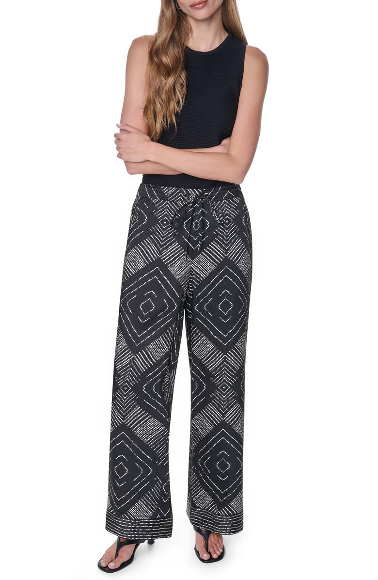 DKNY Scarf Print Wide Leg Pants, Alternate, color, Geo Diamond Pointelle