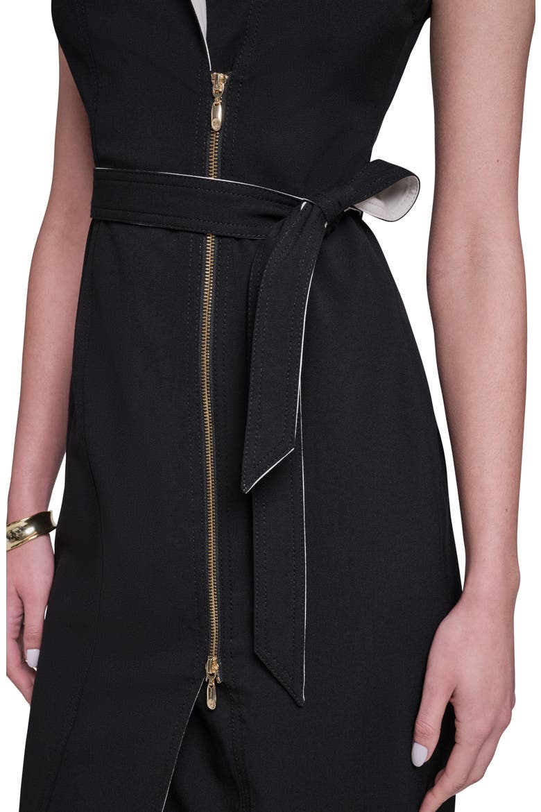 Belted Moto Sheath Dress, Alternate, color, BLACK/ BEIGE