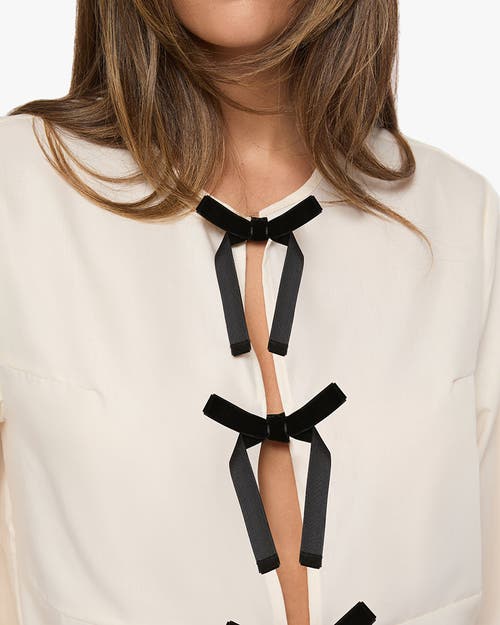 Weworewhat Tie Front Shirt In Ivory/black