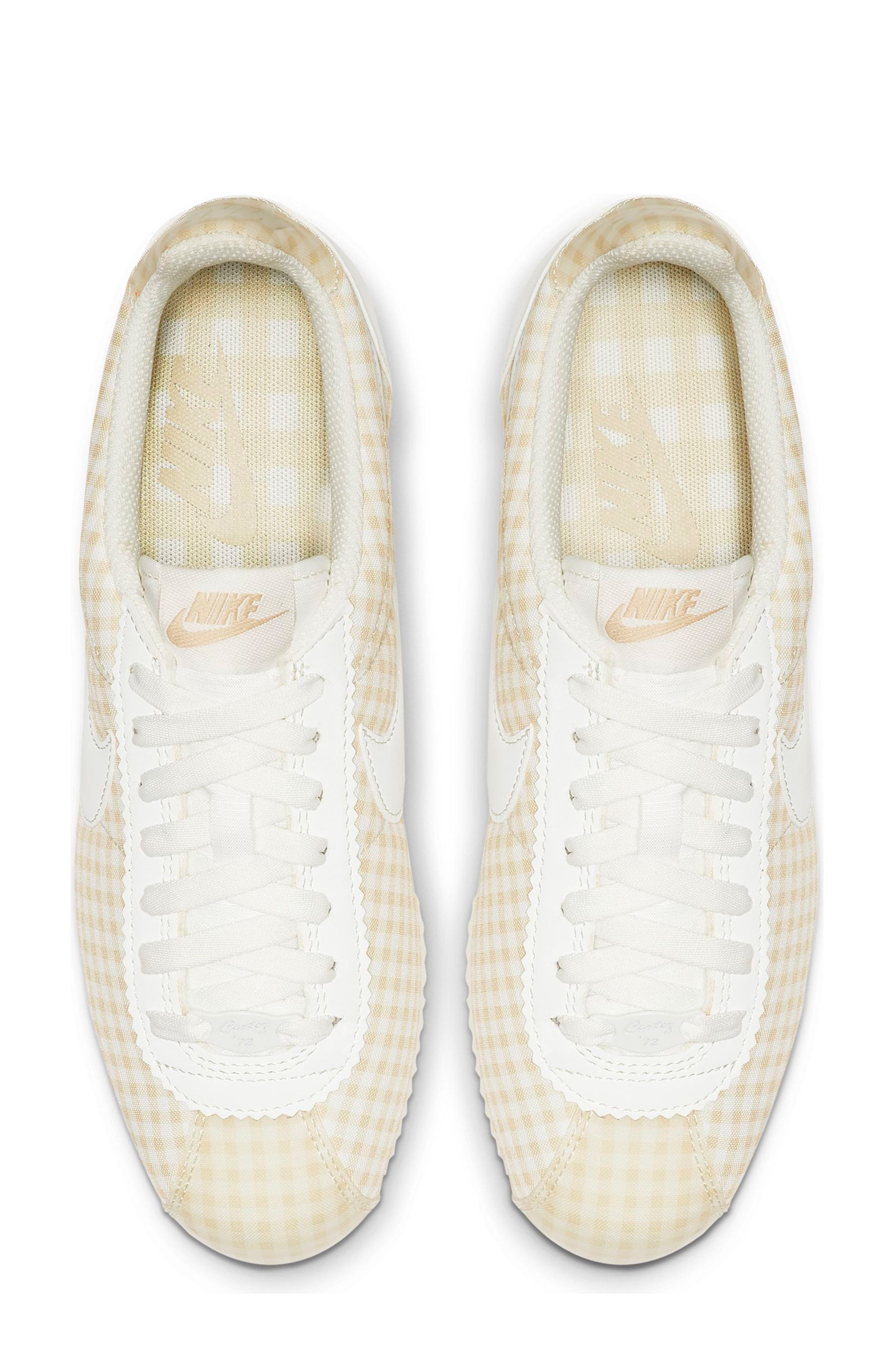 Classic Cortez QS Gingham Sneaker, Alternate, color, SUMMIT WHITE/ WHITE-DESERT
