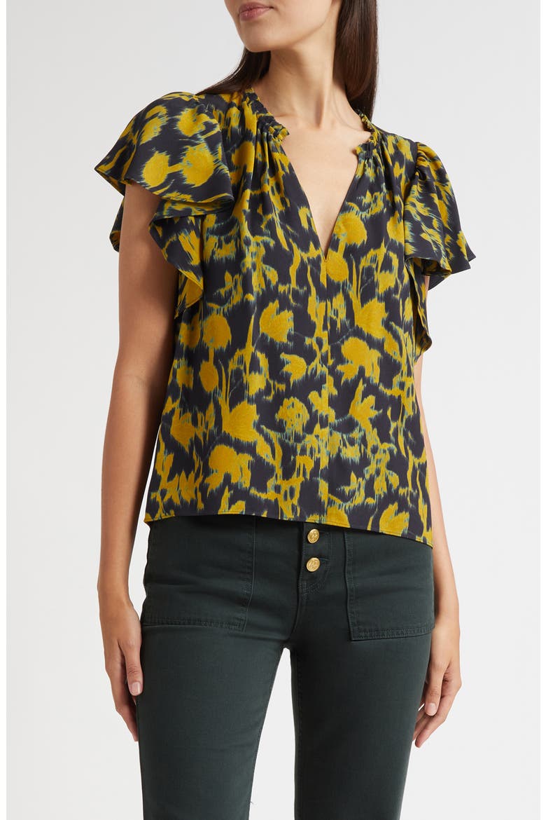 Lilo Flutter Sleeve Top, Main, color, VERDITE