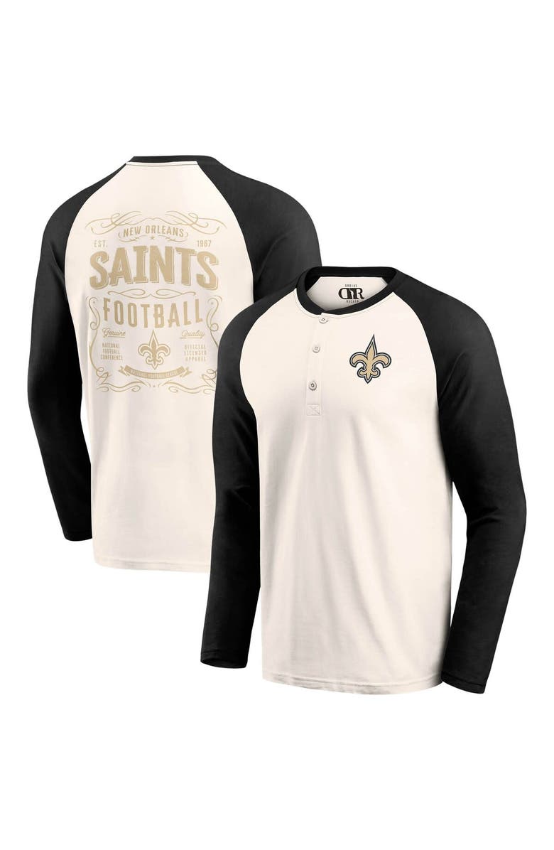 Darius Rucker Collection by Fanatics Men's Darius Rucker Collection by Fanatics Cream/Black New Orleans Saints Raglan Henley T-Shirt, Main, color, Cream