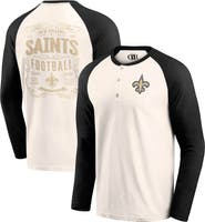 Darius Rucker Collection by Fanatics Men's Darius Rucker Collection by Fanatics Cream/Black New Orleans Saints Raglan Henley T-Shirt