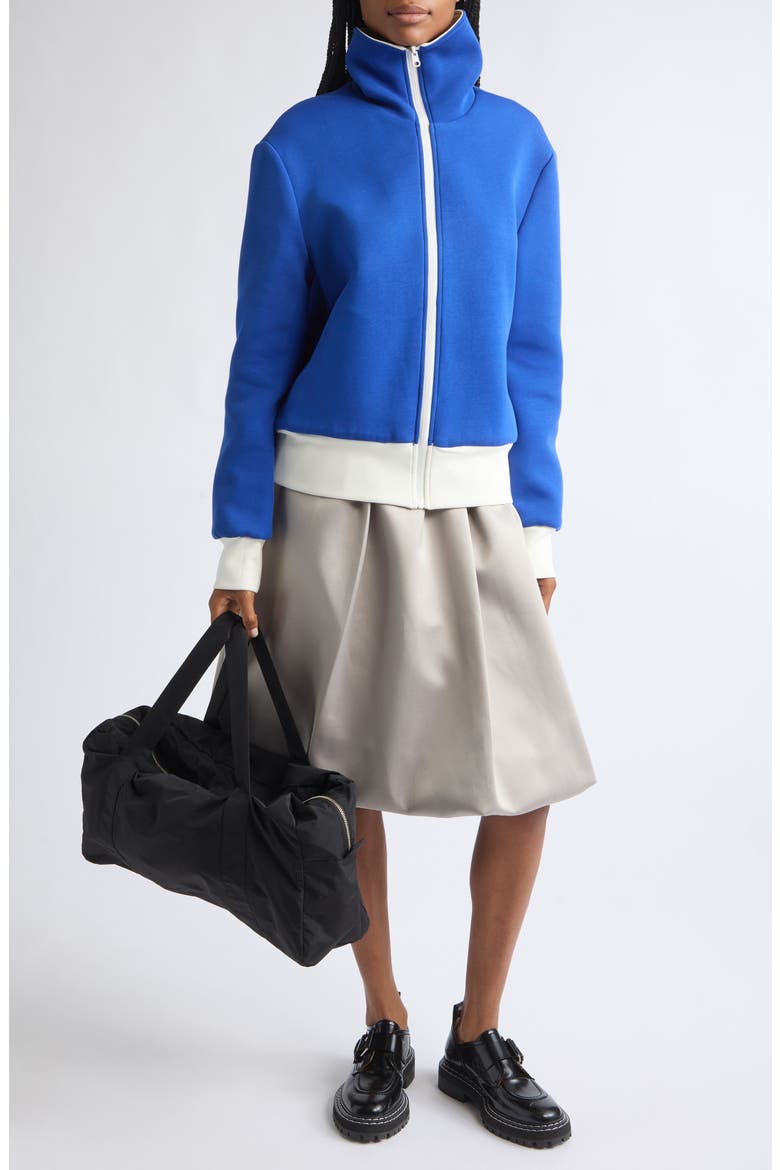 Reversible High Neck Jersey Jacket, Alternate, color, WHITE/ BLUE