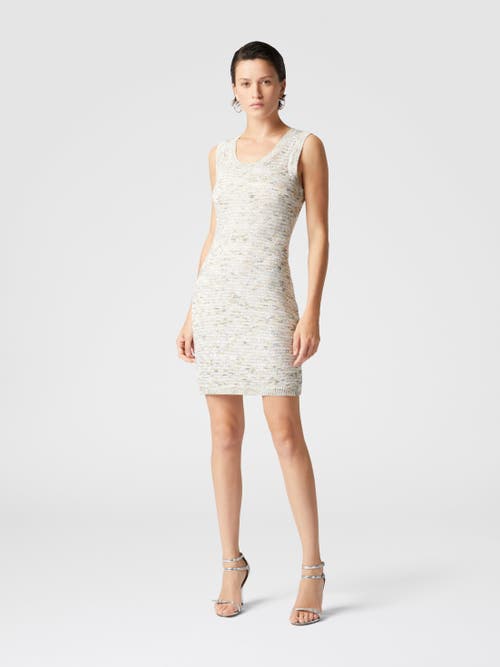 Missoni Slub-knit Mini Dress In White & Beige