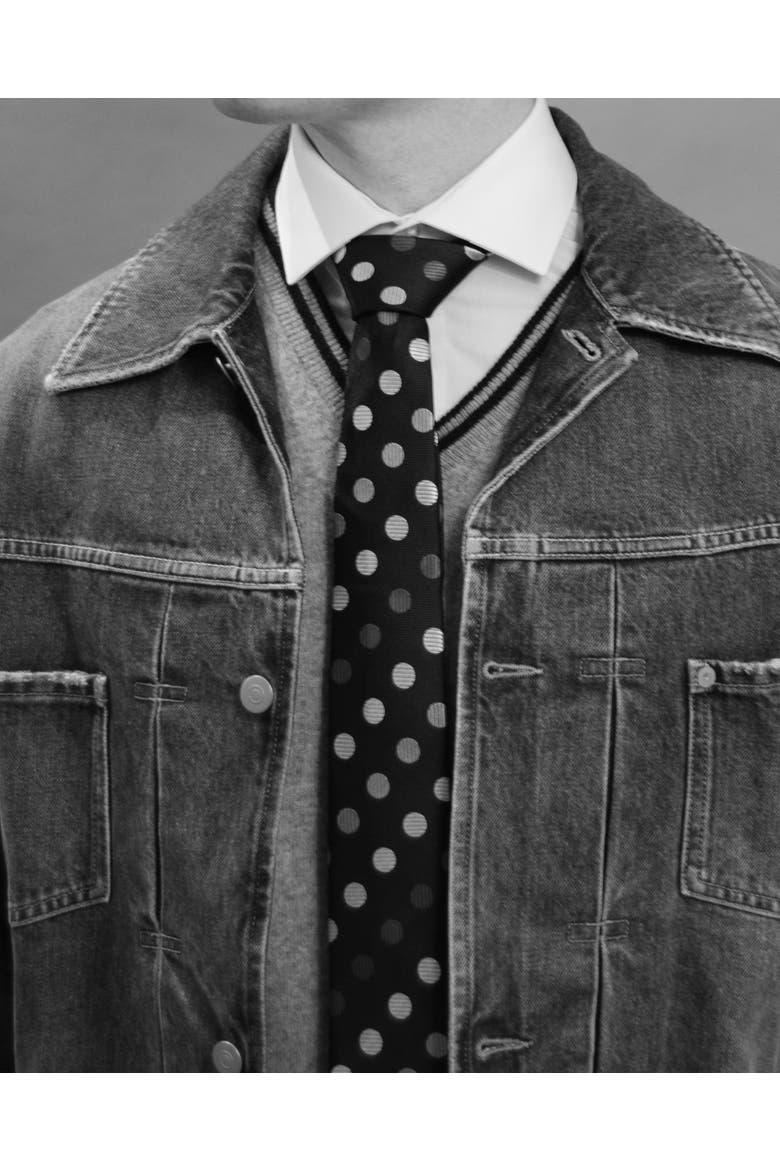 Polka Dot Silk Jacquard Tie, Alternate, color, Tri Color - Navy