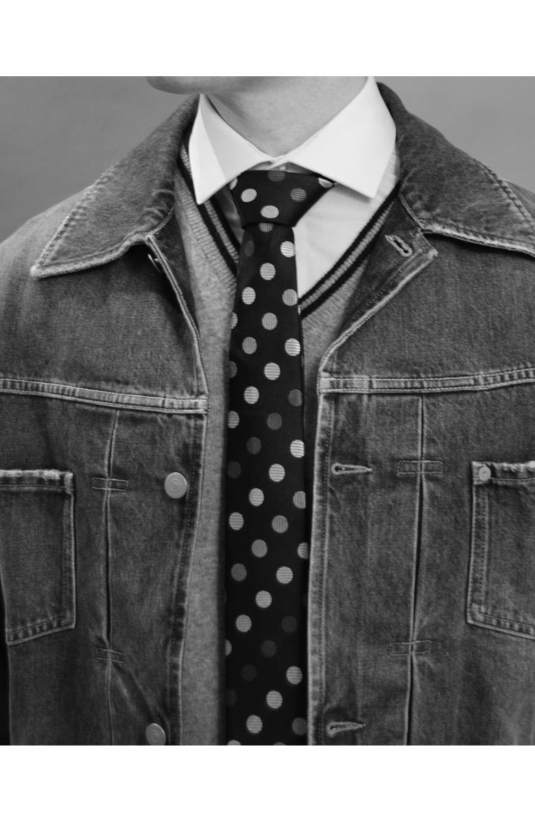 Knottery & Co Polka Dot Silk Jacquard Tie, Alternate, color, Tri Color - Navy