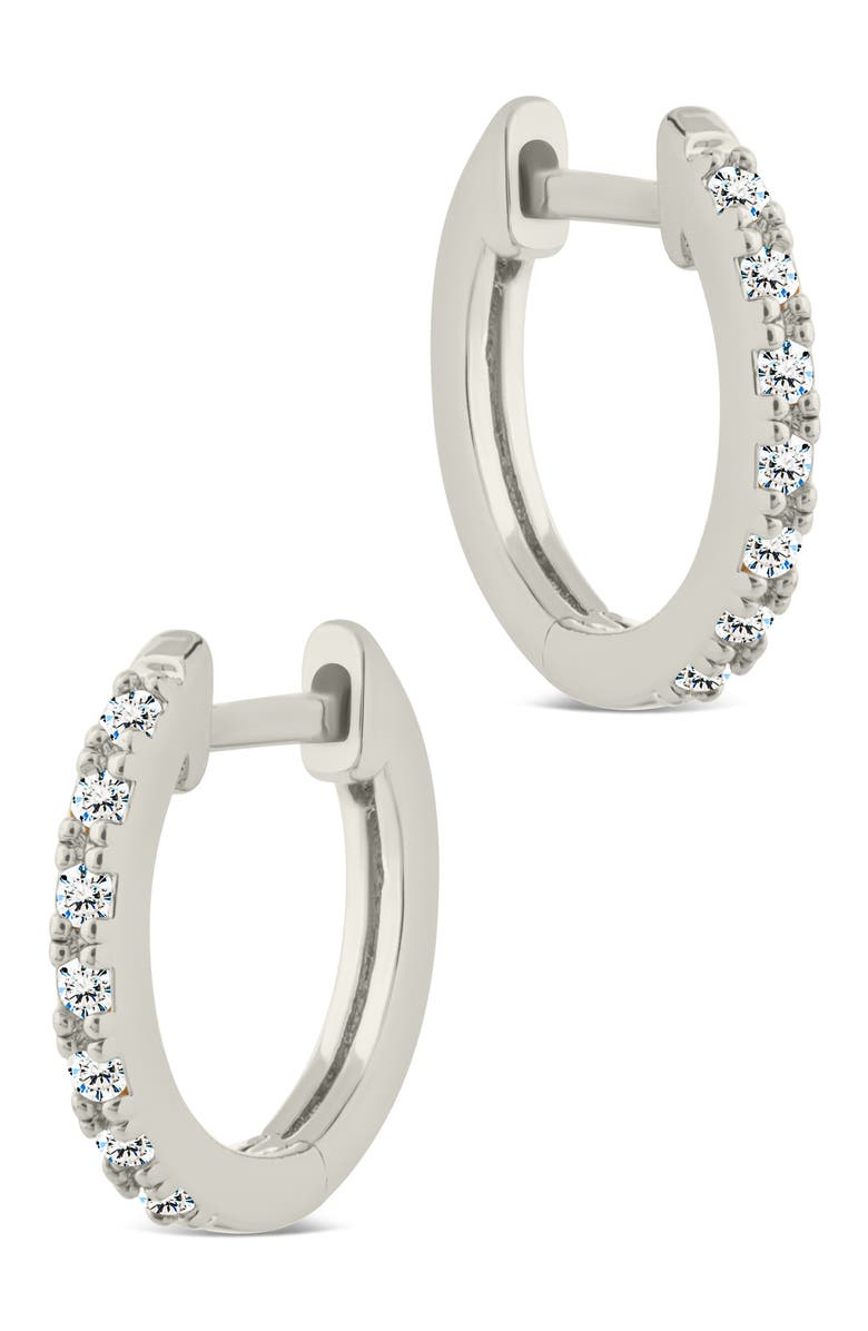 Sterling Forever Dainty Cubic Zirconia Huggie Hoop Earrings, Alternate, color, Silver