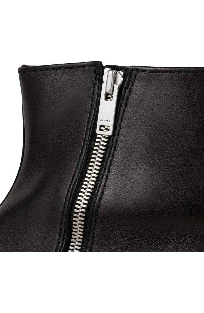 SANDRO Zipped leather ankle boots, Alternate, color, Black