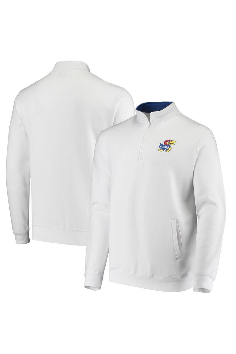 Men's Colosseum White Kansas Jayhawks Tortugas Logo Quarter-Zip Jacket, Main, color, White