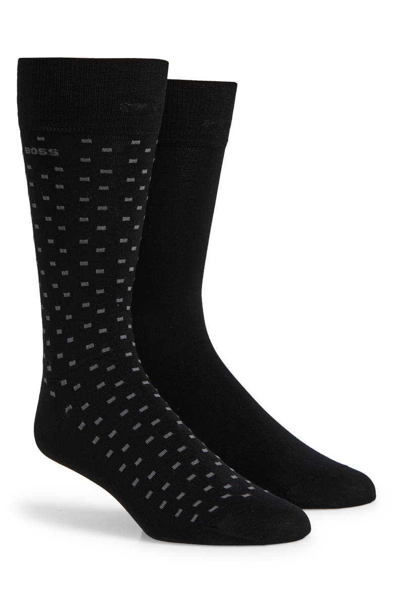 BOSS Assorted 2-Pack Dress Socks, Main, color, Black