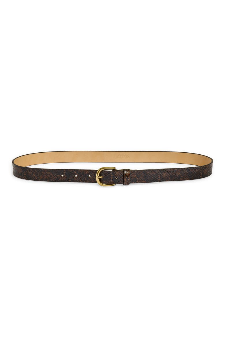 Zap Snakeskin Embossed Belt, Main, color, MOCHA