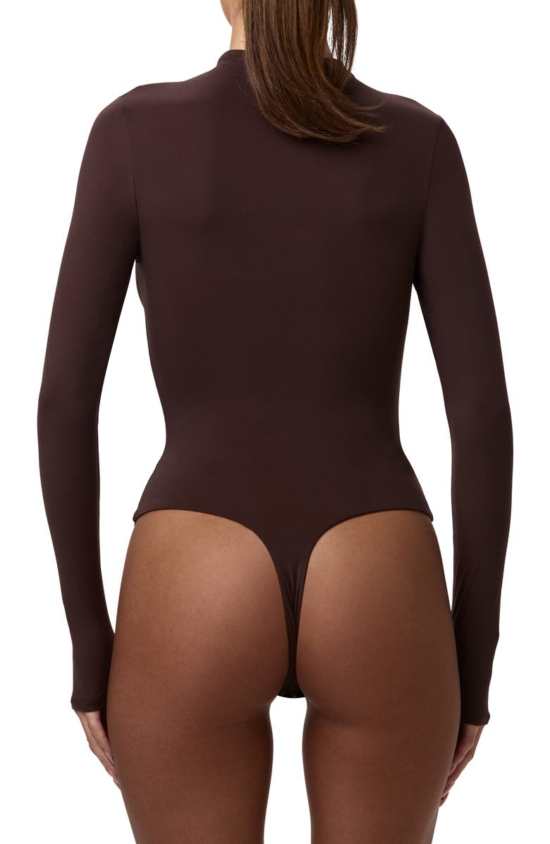 Naked Wardrobe Naked Long Sleeve Bodysuit, Alternate, color, Dark Chocolate