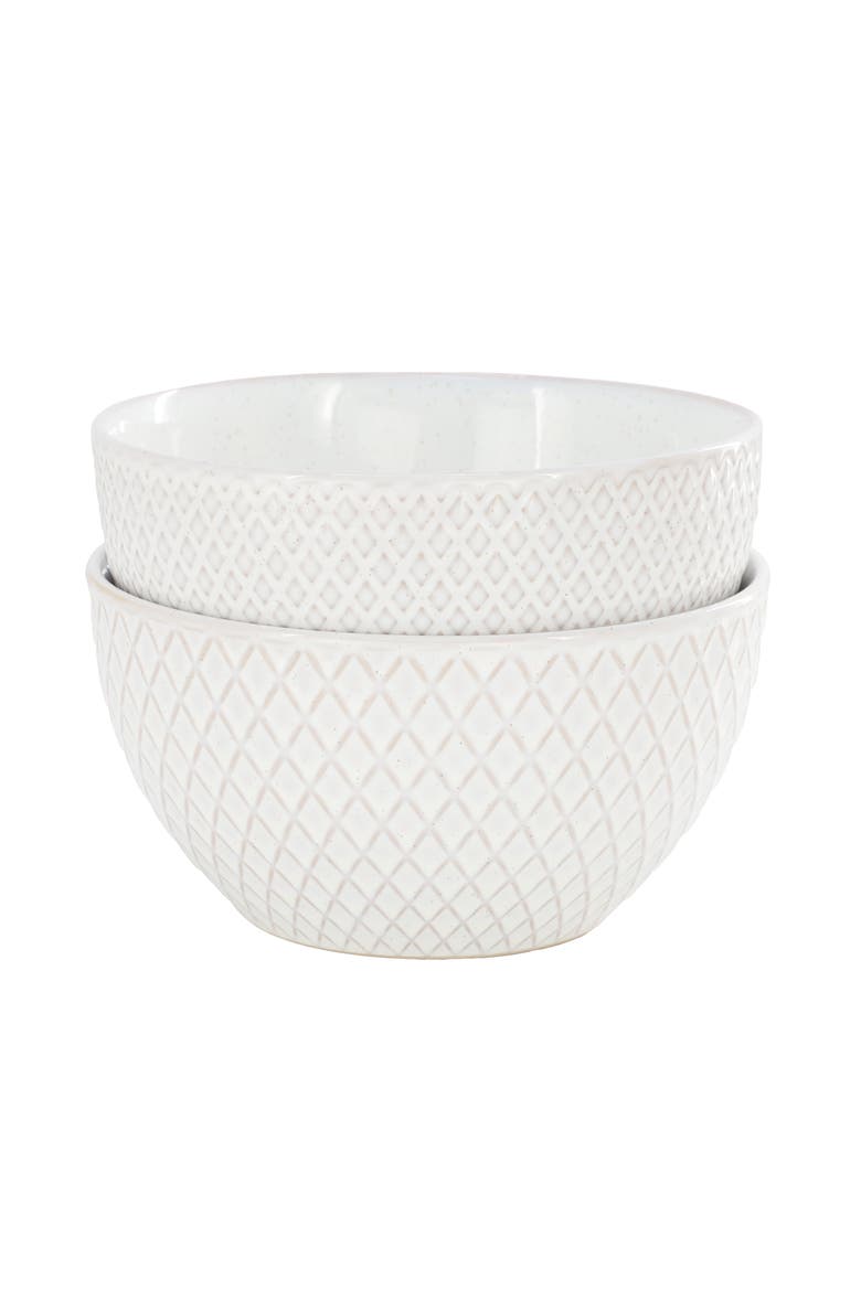 Earlhart 2 Piece 6 Inch Ribbed Stoneware Cereal Bowl Set, Alternate, color, White