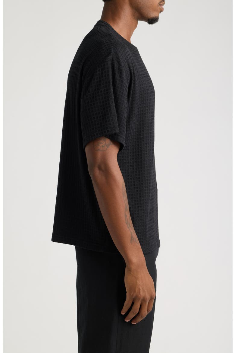Jenaro Waffle Knit T-Shirt, Alternate, color, BLACK