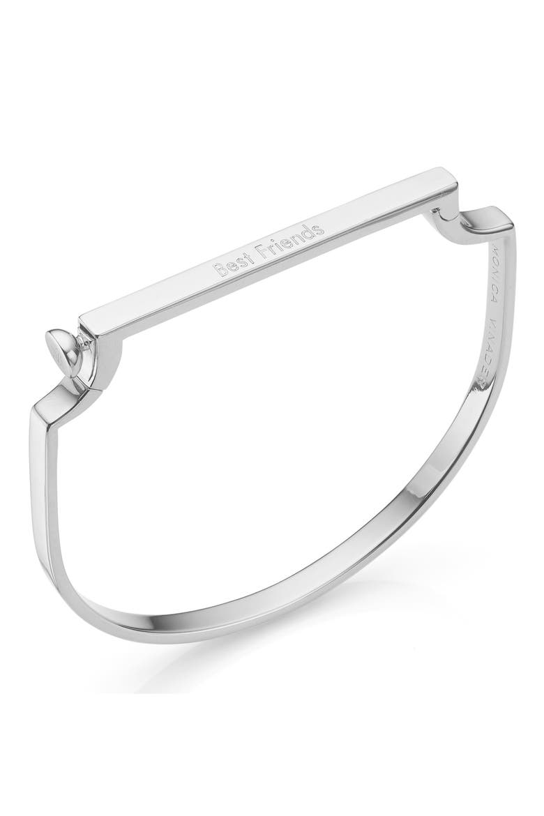 Signature Large Bar Bangle Bracelet, Alternate, color, SILVER