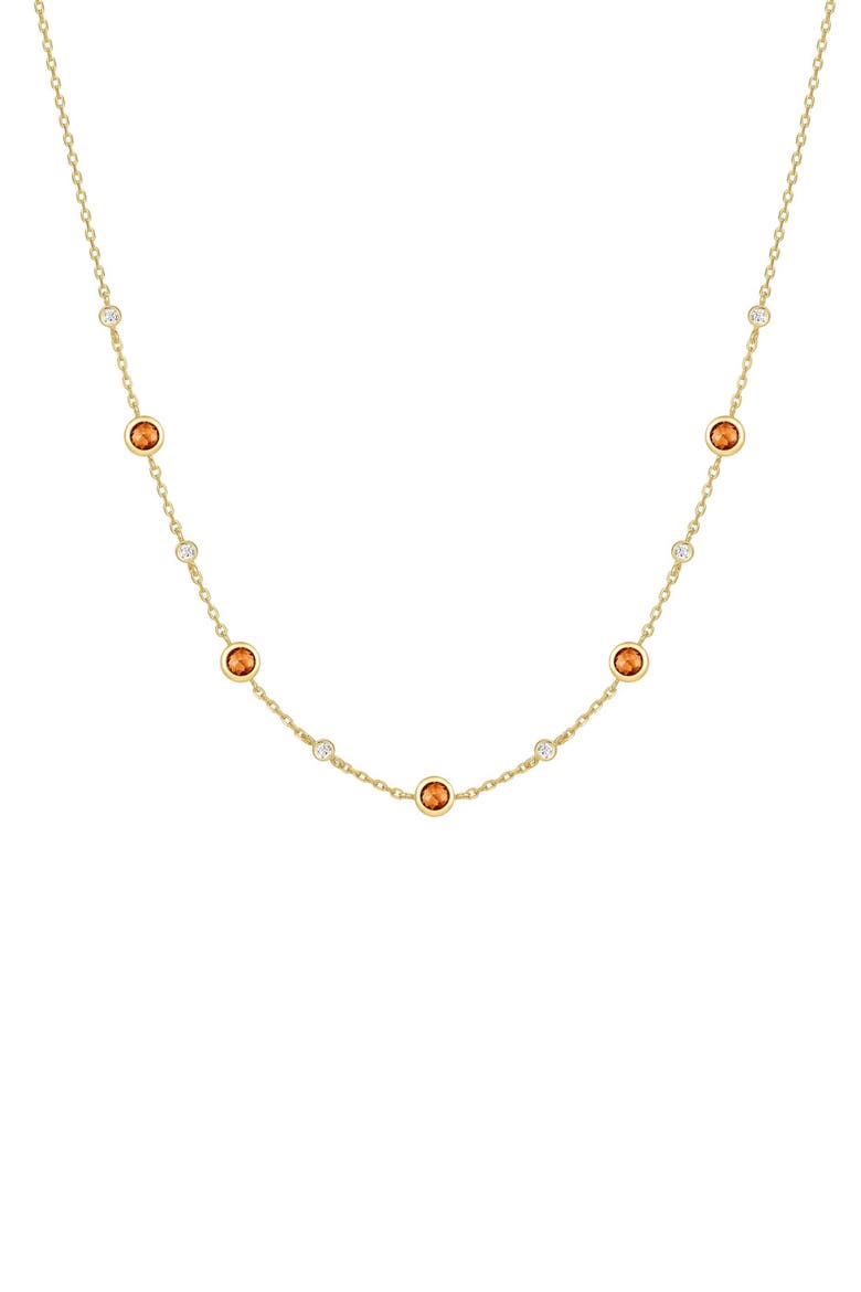 Lab Grown Nano & Cubic Zirconia Station Necklace, Main, color, SHINY GOLD