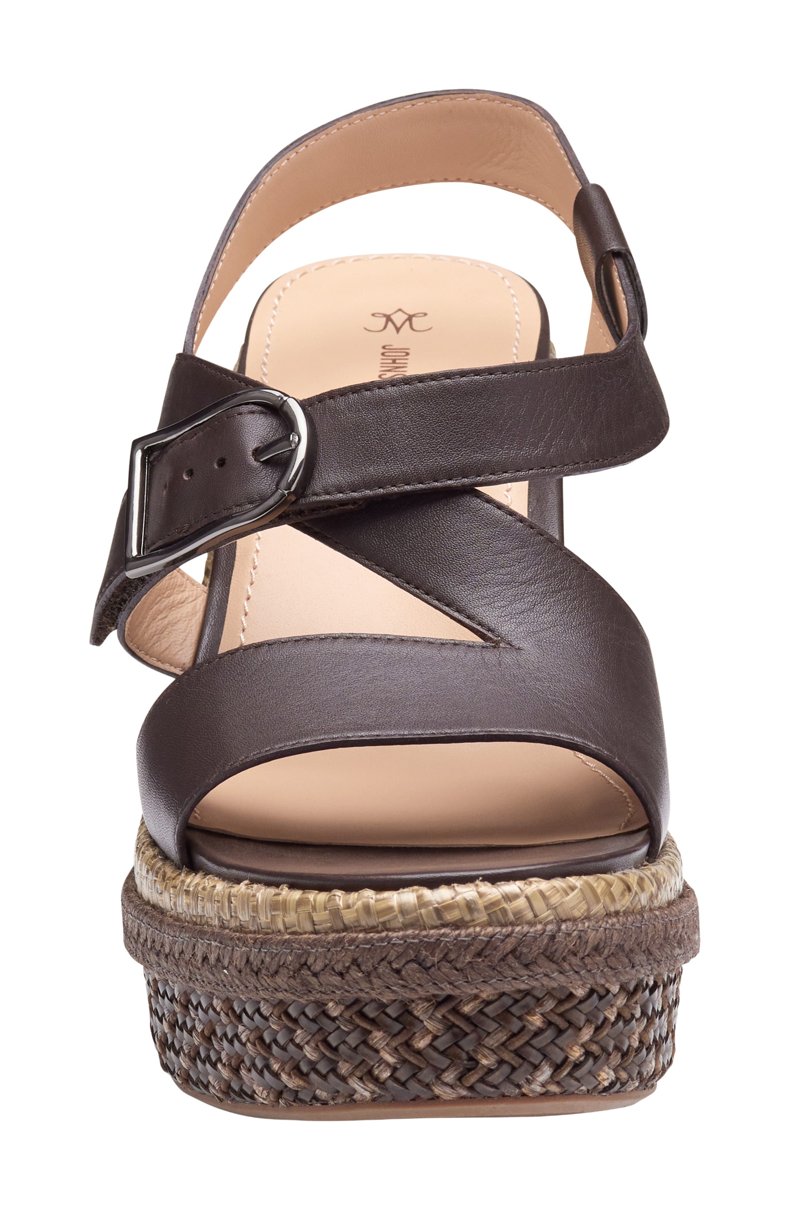 Johnston & Murphy Addison Asymmetric Slingback Platform Wedge Sandal, Alternate, color, Dark Brown Nappa Leather