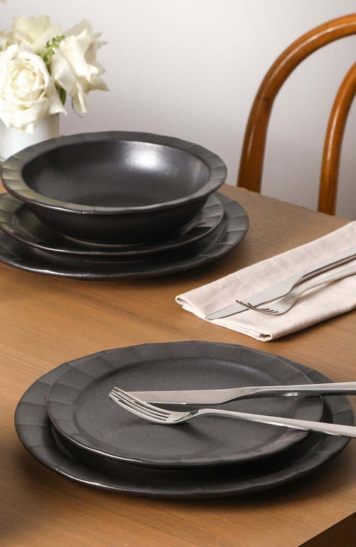 Stone Lain Oasis Stoneware 24-piece Dinnerware Set In Black