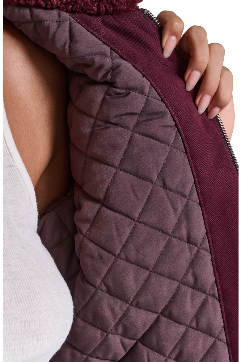 Fleece & Denim Bomber Jacket, Alternate, color, OXBLOOD