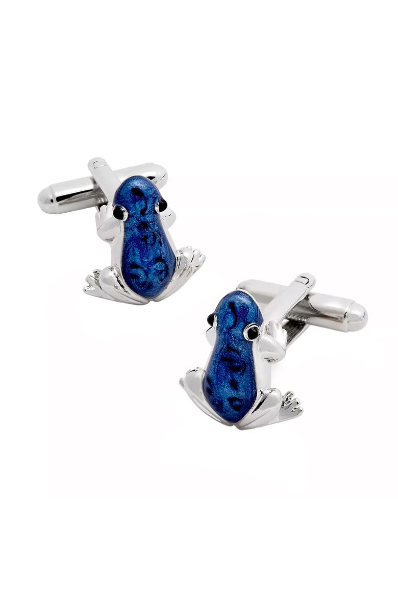 Blue Frog Cufflinks with Hand Painted Enamel, Main, color, Blue