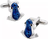 Link Up Blue Frog Cufflinks with Hand Painted Enamel