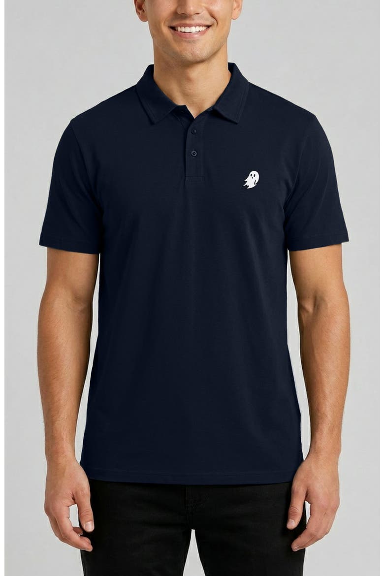 Ghost Midweight Short Sleeve Polo Shirt, Main, color, Navy